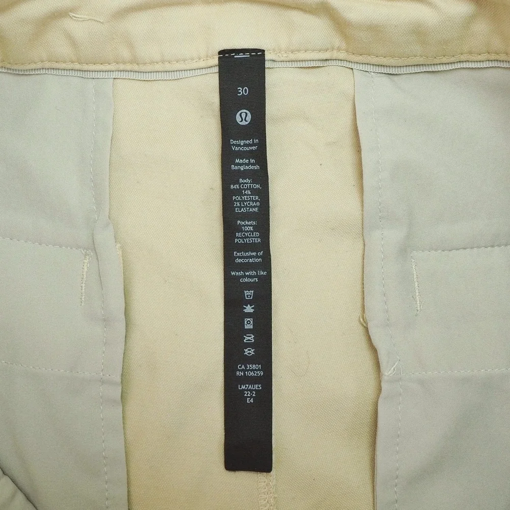 Lululemon Commission Classic Fit Chino Shorts Mens 30 Khaki Brown Oxford Walk